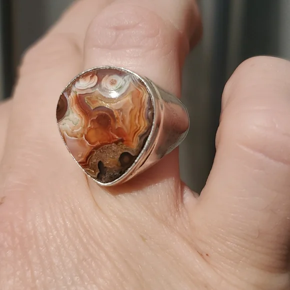 New Men's Crazy Lace Agate 925 Silver Ring. - Picture 13 of 15
